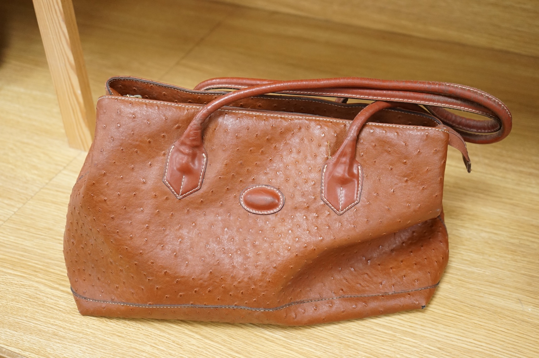 A Marc by Marc Jacobs Standard Supply handbag and an ostrich skin hand bag largest approximately 40cm wide